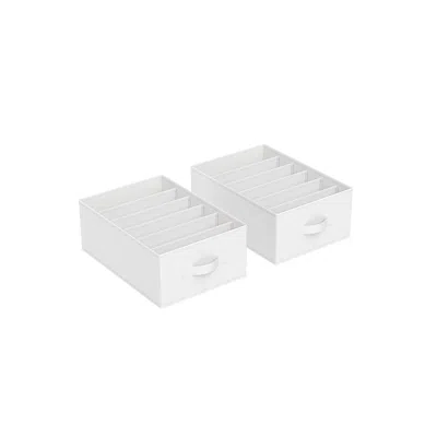 Breebe Set Of 2 Wardrobe Clothes Organizer With 6 Grids Classic White