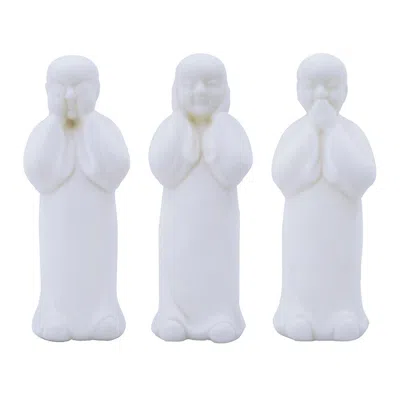 Breebe Set Of 3, 3.5 X 3 X 9.8" Standing Monks In White