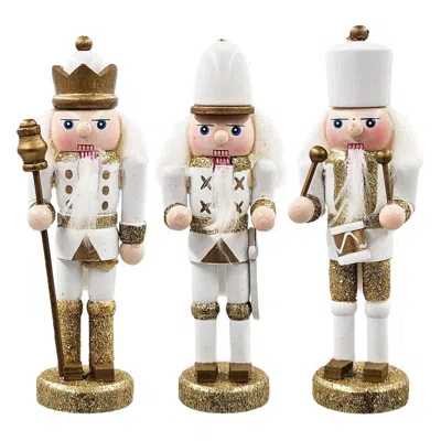 Breebe Set Of 3, 4.9" Nutcraker Ornaments In White