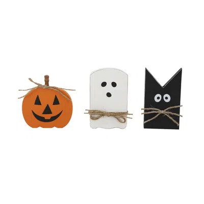 Breebe Set Of 3 Halloween Holiday Table Decor White Black Orange 8in And 7in