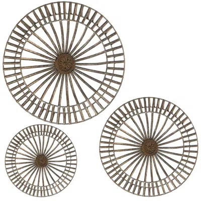 Breebe Set Of 3 Jennings Metal Discs, Wall Decor In Black