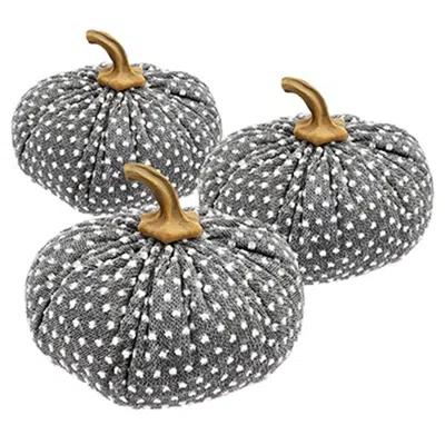Breebe Set Of 3 Pumpkin Ornaments 7.5 X 7.5 X 5.5" In Fall Harvest Thanksgiving Home Decor In Gray