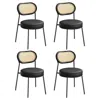 Breebe Set Of 4 Dining Room Chair With Boho Pe Rattan Back In Black