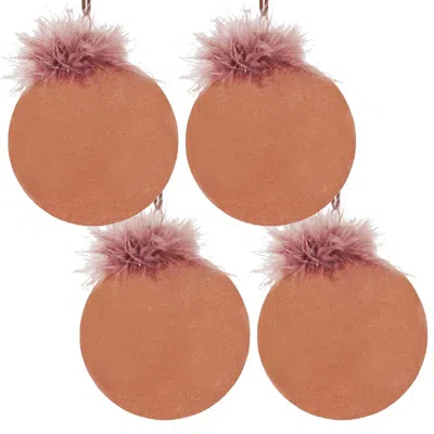 Breebe Set Of 4 Glass Christmas Ball Ornaments 4.7" Hanging Tree Holiday Party Decor In Brown