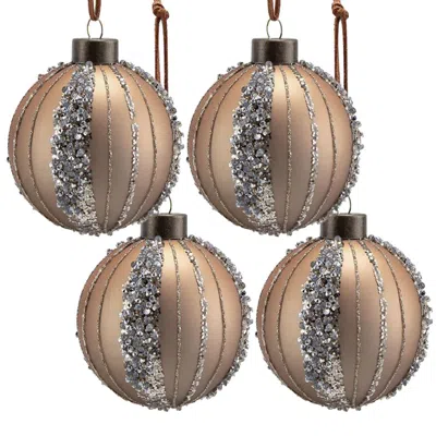 Breebe Set Of 4 Glass Christmas Ball Ornaments 4.7" In Hanging Tree Holiday Party Decor In Multi