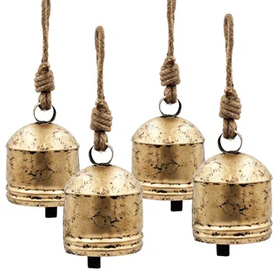 Breebe Set Of 4 Iron Hanging Bells 5.5 X 7.5in Decorative Holiday Party Ornaments