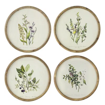 Breebe Set Of 4 Round Floral Wall Decor Frames In Neutral