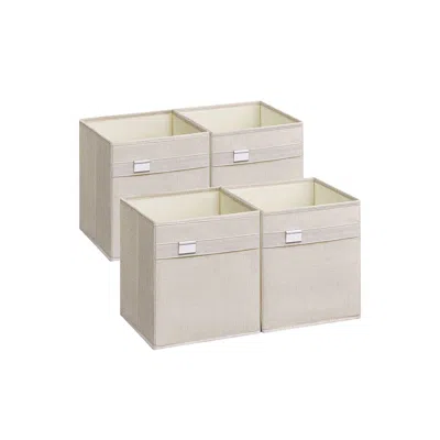 Breebe Set Of 4 Storage Cubes With Double Handles Cloud White S In Brown