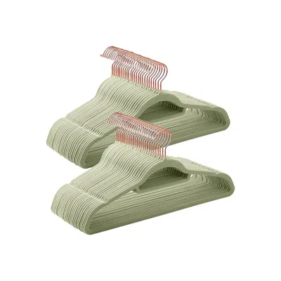 Breebe Set Of 50 Velvet Hangers Pale Green