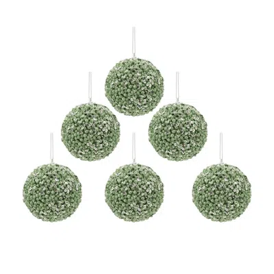 Breebe Set Of 6 Christmas Ball Ornaments 3.9" In Decorative Hanging Tree Holiday Decor In Green