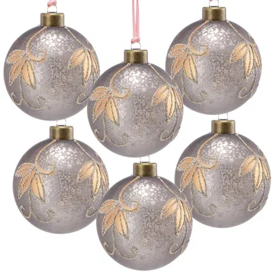 Breebe Set Of 6 Glass Christmas Ball Ornaments 3.9" Hanging Tree Holiday Party Decor In Blue