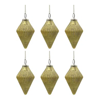 Breebe Set Of 6 Glass Christmas Ornaments 2.6 X 2.6 X 4.4" In Hanging Ball Tree Party Decor In Yellow