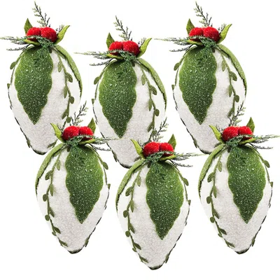 Breebe Set Of 6 Iced Pinecone Ornaments 7" In Hanging Christmas Tree Holiday Decor In Multi