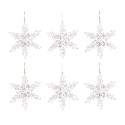 Breebe Set Of 6 Iron Snowflake Hangers 6.3 X 1.8 X 6.7" In Christmas Tree Holiday Decor In White