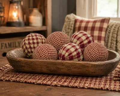 Breebe Set Of 6 Rag Balls Primitive Farmhouse Bowl Fillers