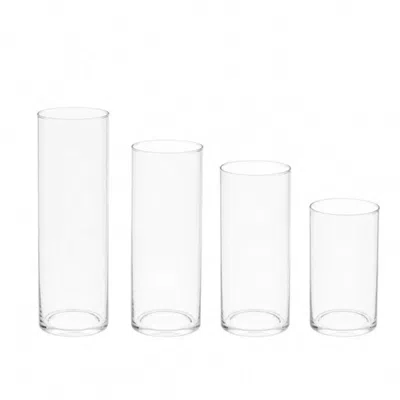 Breebe Set Of 8 Assorted Clear Glass Cylinder Vases For Floating Candles, Floral Arrangements & Centerpiece