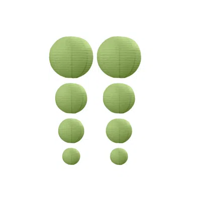 Pre-owned Breebe Set Of 8 Sage Green Hanging Paper Lanterns, Decorative Round Chinese Sky Lanterns, Assorted Sizes - 