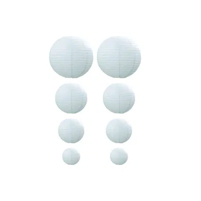 Pre-owned Breebe Set Of 8 White Hanging Paper Lanterns, Decorative Round Chinese Sky Lanterns, Assorted Sizes - 6",8"