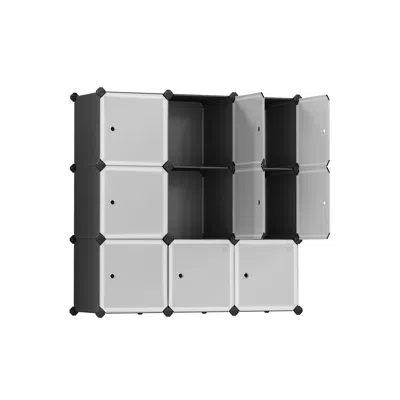 Breebe Set Of 9 Diy Plastic Cubes With Doors Black And White