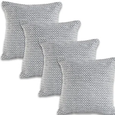 Breebe Set Of Four 18" Grey And White Geometric Cotton Throw Pillows