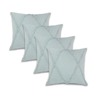 Breebe Set Of Four 18" Pale Aqua Diamond Cotton Throw Pillow Covers
