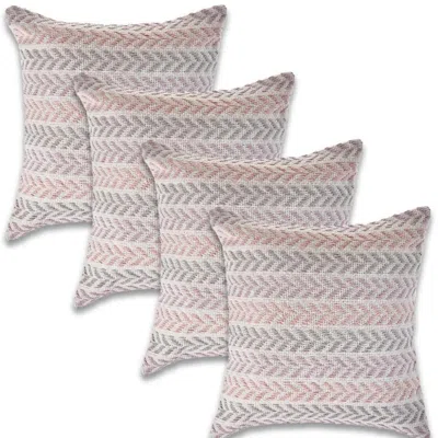 Breebe Set Of Four 18" X 18" Lilac And Pink Lumbar Beach Chevron Cotton Throw Pillow Covers