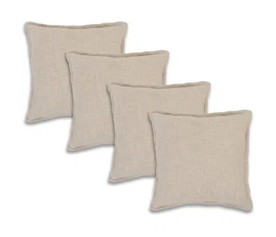 Breebe Set Of Four 20" Beige Cotton Throw Pillows