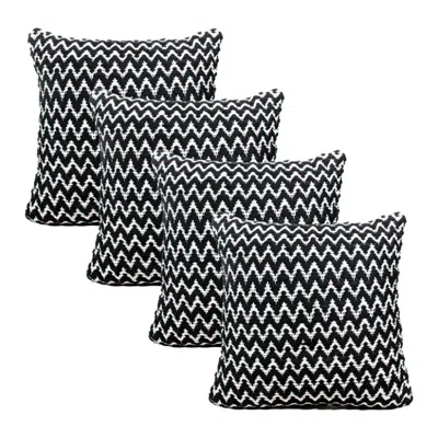 Breebe Set Of Four 20" Black And White Geometric Polyester Blend Throw Pillow Covers