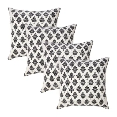Breebe Set Of Four 20" White And Black Geometric Cotton Throw Pillow Covers