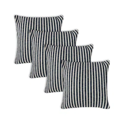 Breebe Set Of Four 22" Blue And White Striped Cotton Throw Pillows