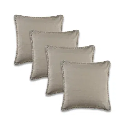 Breebe Set Of Four 22" Grey Cotton Throw Pillow Covers