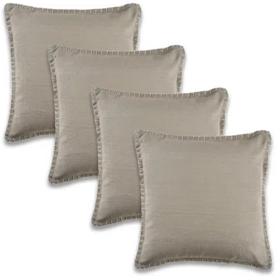 Breebe Set Of Four 24" Gray Cotton Throw Pillows