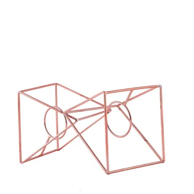 Breebe Set Of Metal Candle Holders Linked Geometric Design Rose Gold - Chic Votive Glass Decor For Events &