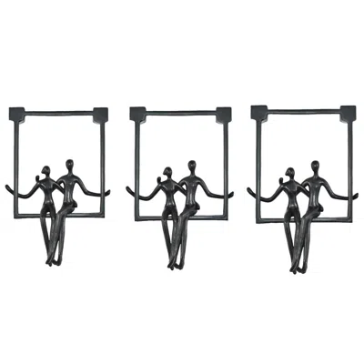 Breebe Set Of Three Black Resin People Tabletop Sculpture