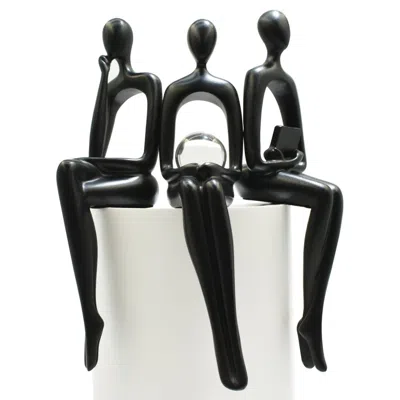 Breebe Set Of Three Black Resin People Tabletop Sculpture