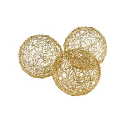 Breebe Set Of Three Gold Wire Five Inch Decorative Orbs