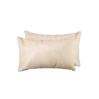 Breebe Set Of Two 12" X 20" Natural Cowhide Throw Pillow In Neutral