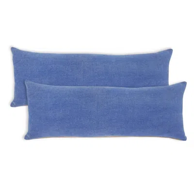 Breebe Set Of Two 14" X 36" Blue Lumbar Cotton Throw Pillows