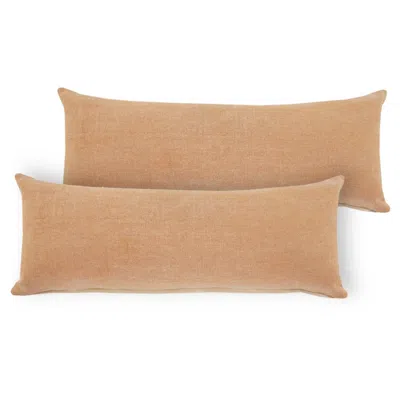 Breebe Set Of Two 14" X 36" Brown Lumbar Cotton Throw Pillows