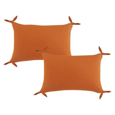Breebe Set Of Two 16" X 24" Orange Lumbar Cotton Throw Pillows
