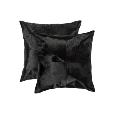 Breebe Set Of Two 18" Black Cowhide Throw Pillows