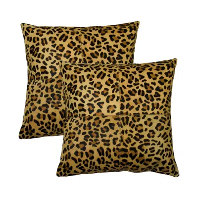 Breebe Set Of Two 18" Brown And Black Leopard Cowhide Throw Pillows