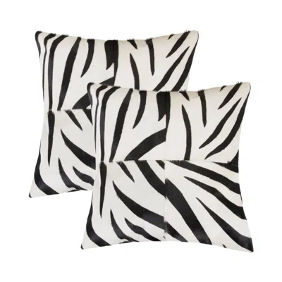 Breebe Set Of Two 18" White And Black Zebra Cowhide Throw Pillows