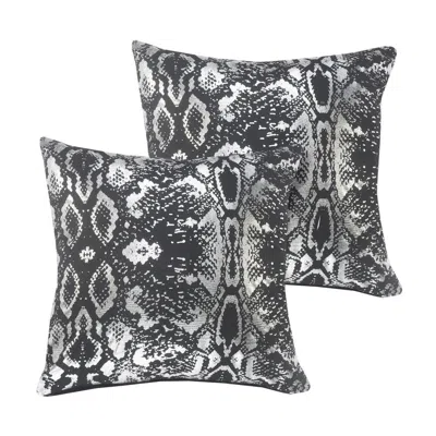 Breebe Set Of Two 20" Black And Silver Cotton Throw Pillows