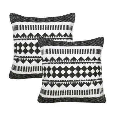 Breebe Set Of Two 20" Black And White Geometric Cotton Blend Throw Pillows