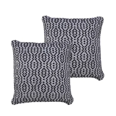 Breebe Set Of Two 20" Black And White Geometric Cotton Throw Pillows