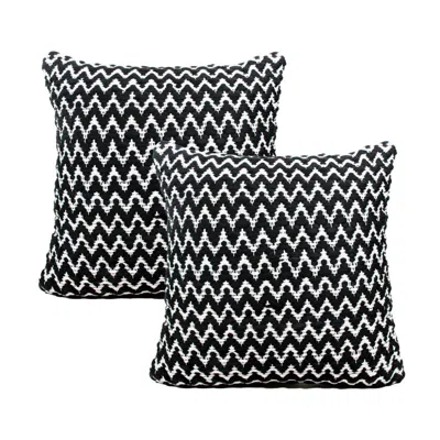 Breebe Set Of Two 20" Black And White Geometric Polyester Blend Throw Pillows