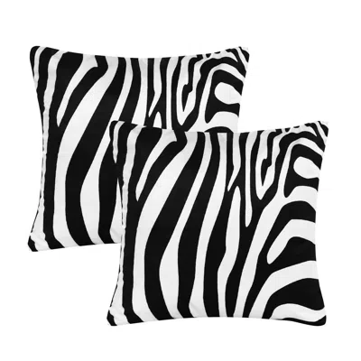 Breebe Set Of Two 20" Black And White Zebra Print Throw Pillows