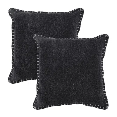 Breebe Set Of Two 20" Black Cotton Throw Pillows