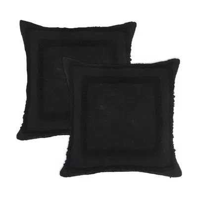 Breebe Set Of Two 20" Black Geometric Cotton Throw Pillows